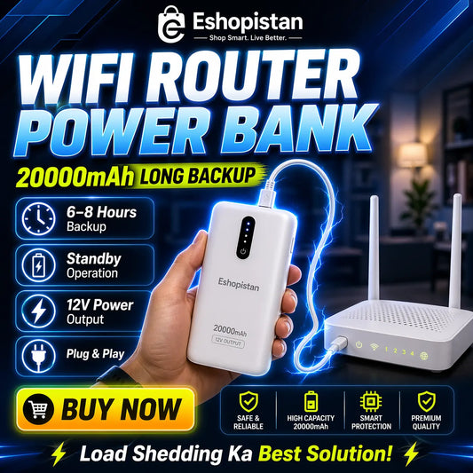 20,000 MAh 12V-Wifi Router Power Bank (8-10hrs Battery Time)