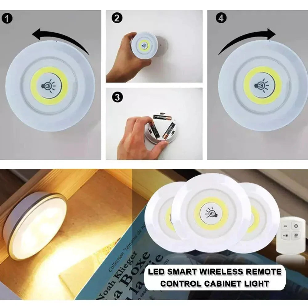 Pack of 3 Wireless LED Night Lights with Remote Control
