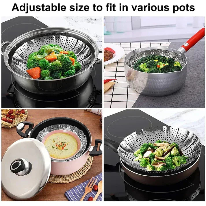 Folding Mesh Steamer Basket Steel