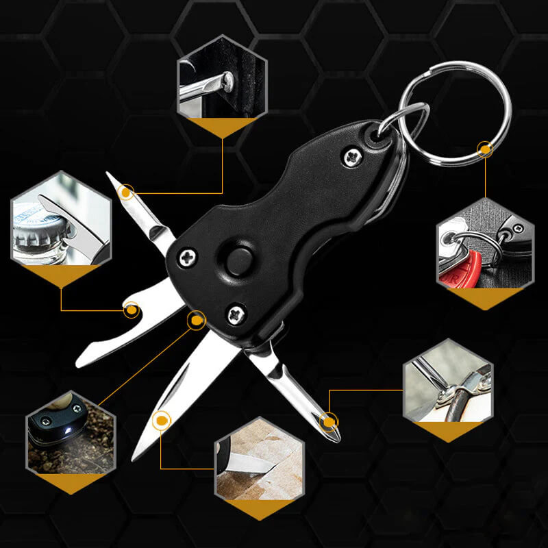 5 in 1 with Keychain, Knife, Screwdriver, Bottle Opener, 3 Screwdrivers