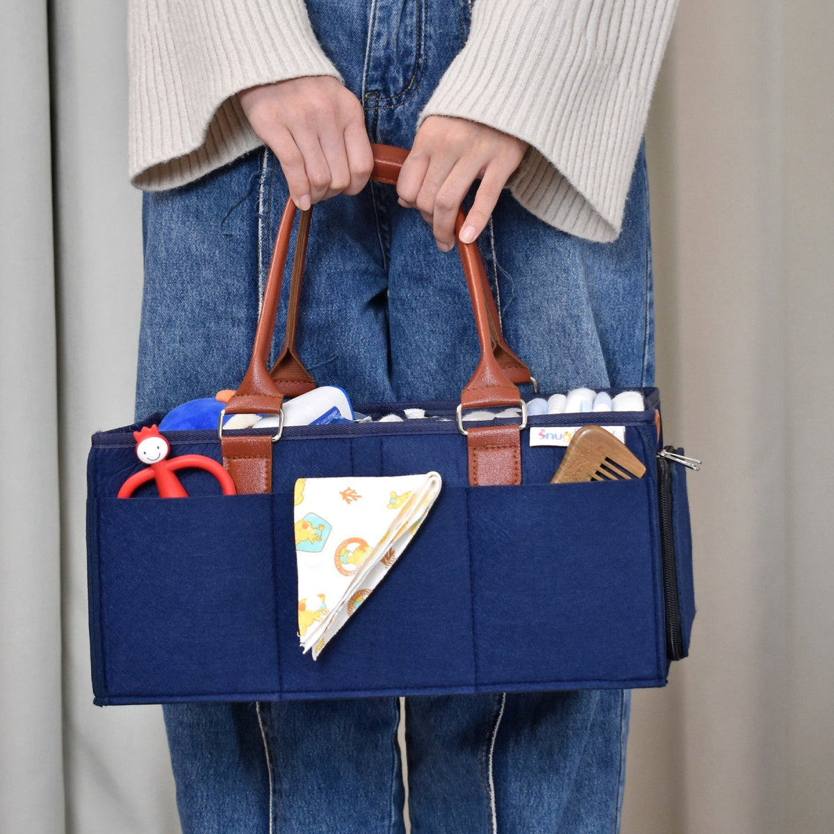 Diaper Caddy Large Size with Lid  Portable Diaper Organizer Bag
