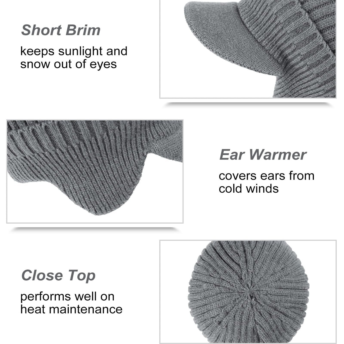 2 in 1 Elastic Warm Ear Protection Knitted Hat