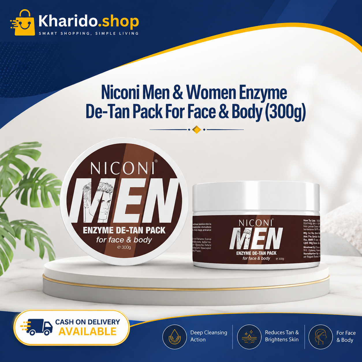 Niconi Men & Women Enzyme De-Tan Pack For Face & Body (300g)