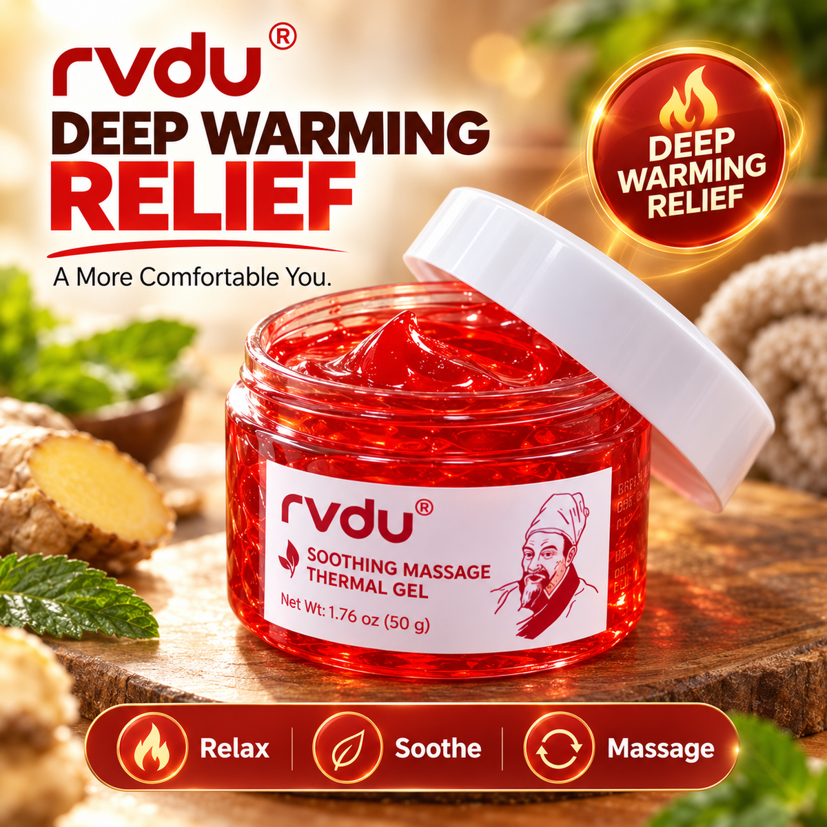 RVDU Warming Soothing Massage Gel for Muscles