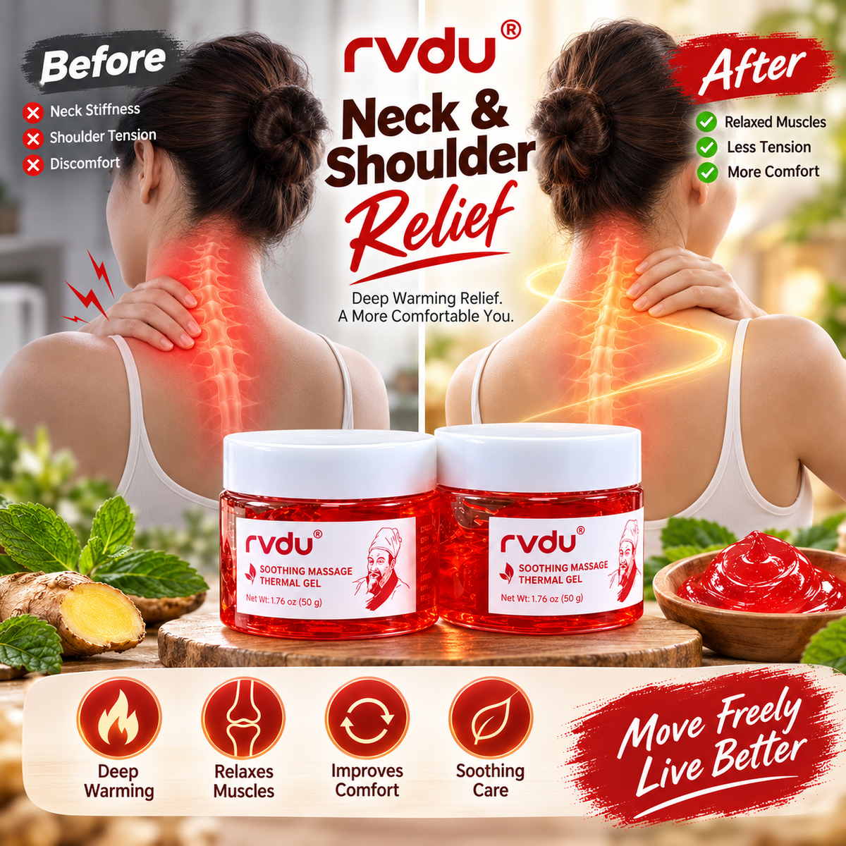 RVDU Warming Soothing Massage Gel for Muscles