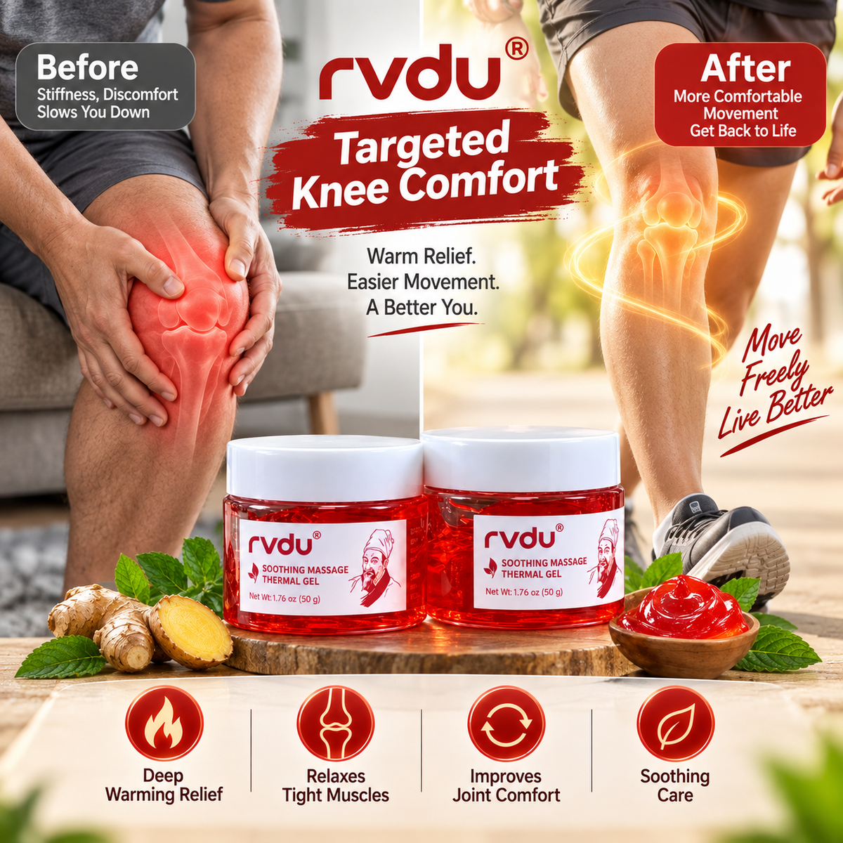 RVDU Warming Soothing Massage Gel for Muscles