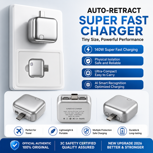 AutoPop AI Charger 140W | Smart Auto-Disconnect USB-C Power Protector
