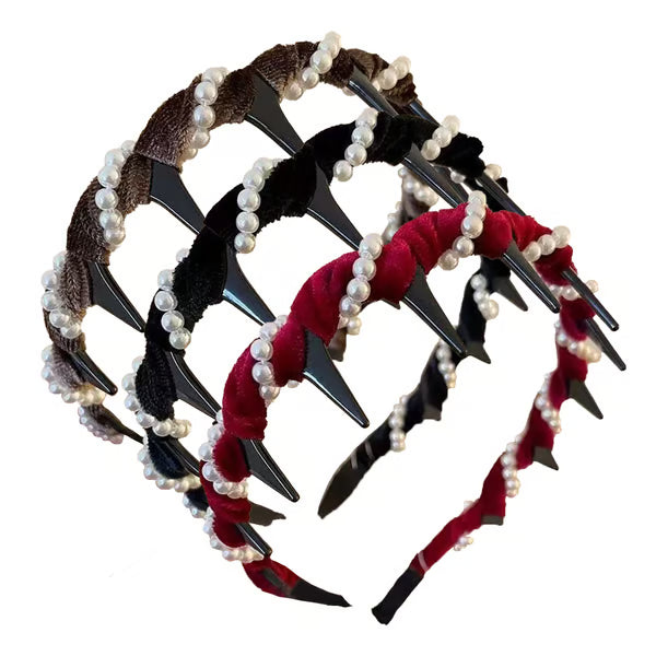 Retro High Skull Pearl Headband