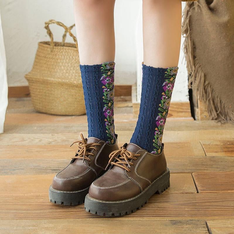 Winter Anti Fungal + Anti Rash Embroidered Floral Socks