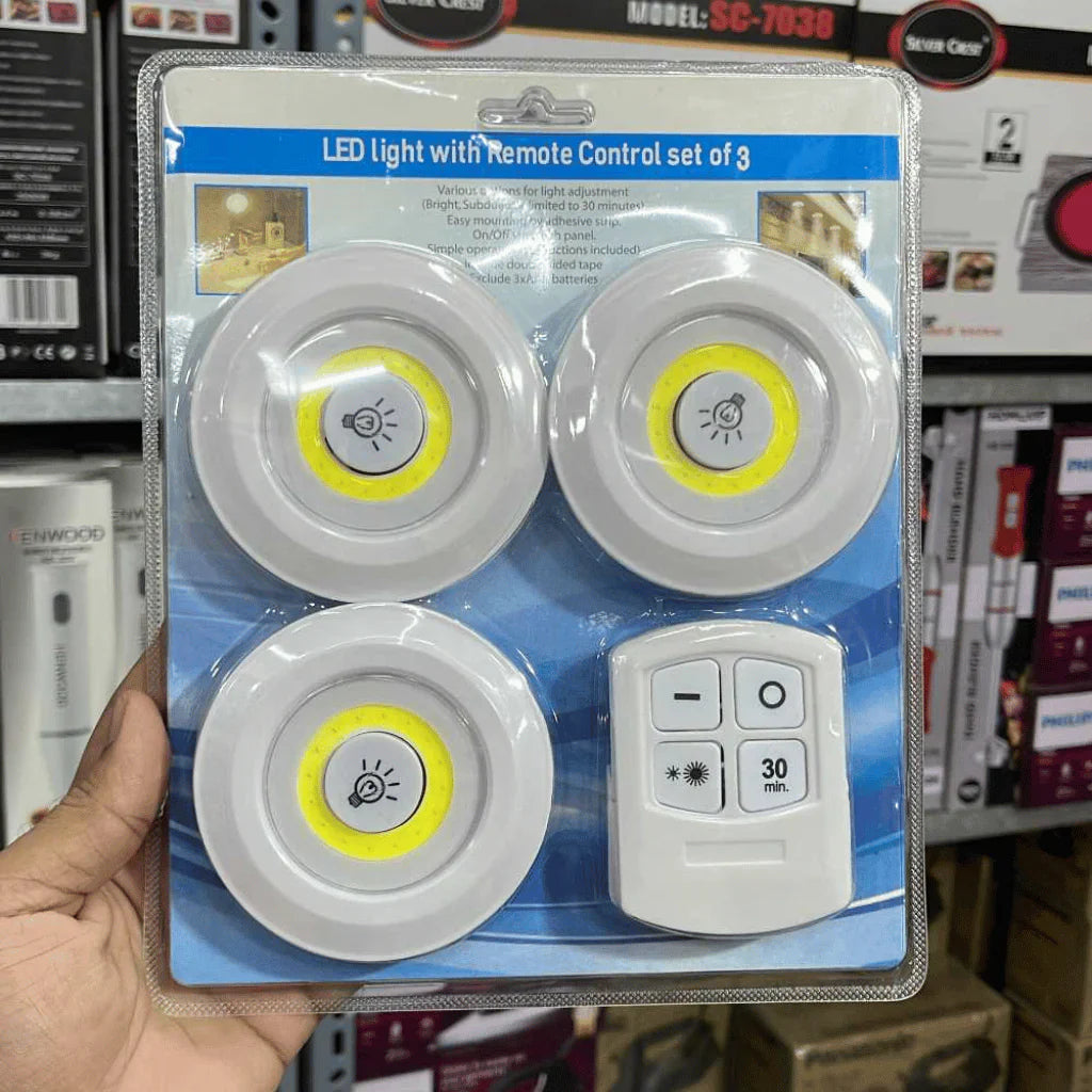 Pack of 3 Wireless LED Night Lights with Remote Control