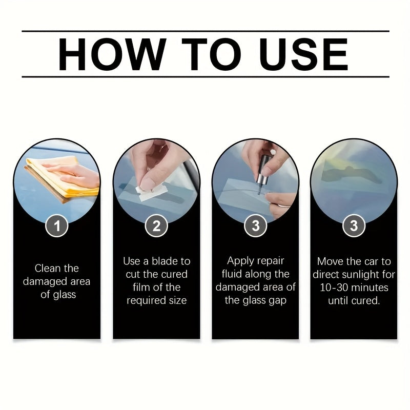 Windshield Automotive Glass Crack Nano Repair Fluid Kit – Quick & Easy Solution for any type of Glass