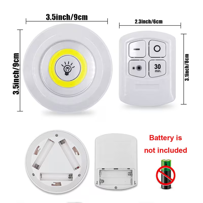 Pack of 3 Wireless LED Night Lights with Remote Control